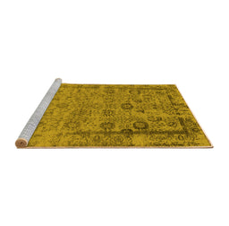 Sideview of Machine Washable Oriental Yellow Industrial Rug, wshurb2578yw