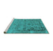 Sideview of Machine Washable Oriental Turquoise Industrial Area Rugs, wshurb2578turq