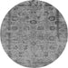 Round Machine Washable Oriental Gray Industrial Rug, wshurb2578gry