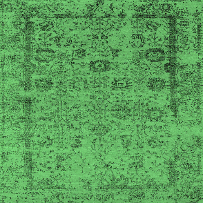 Square Machine Washable Oriental Emerald Green Industrial Area Rugs, wshurb2578emgrn