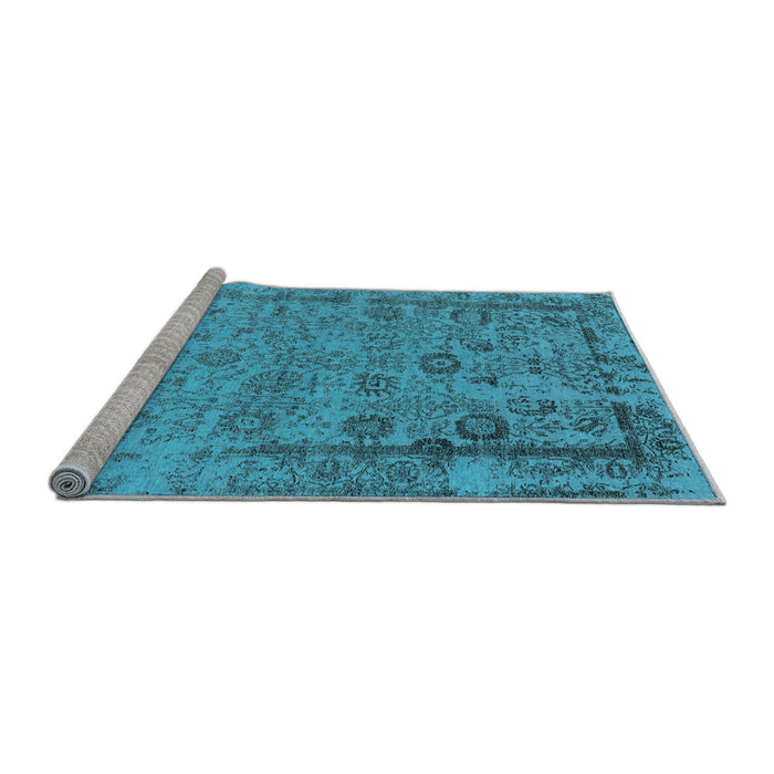Sideview of Machine Washable Oriental Light Blue Industrial Rug, wshurb2578lblu