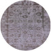 Round Machine Washable Industrial Modern Dark Gray Rug, wshurb2578