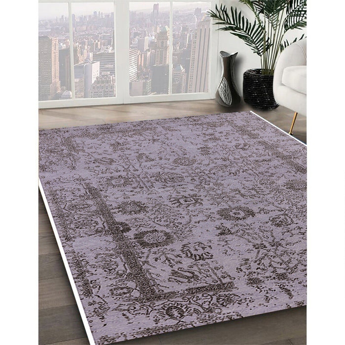 Mid-Century Modern Dark Gray Oriental Rug in Family Room, urb2578