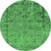 Round Oriental Emerald Green Industrial Rug, urb2578emgrn