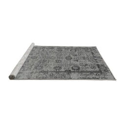 Sideview of Machine Washable Oriental Gray Industrial Rug, wshurb2578gry