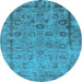 Round Oriental Light Blue Industrial Rug, urb2578lblu