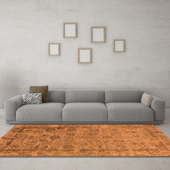 Machine Washable Oriental Orange Industrial Area Rugs in a Living Room, wshurb2578org