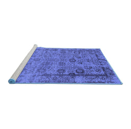 Sideview of Machine Washable Oriental Blue Industrial Rug, wshurb2578blu