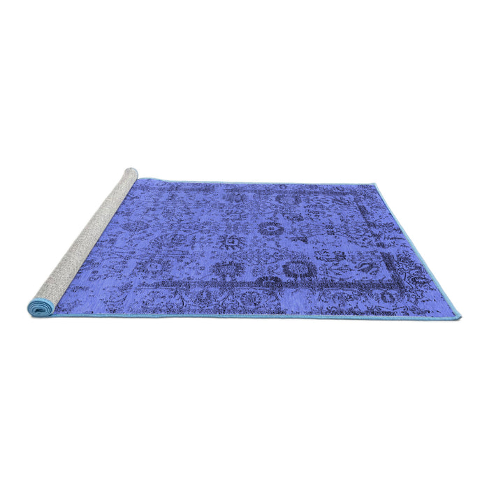 Sideview of Machine Washable Oriental Blue Industrial Rug, wshurb2578blu