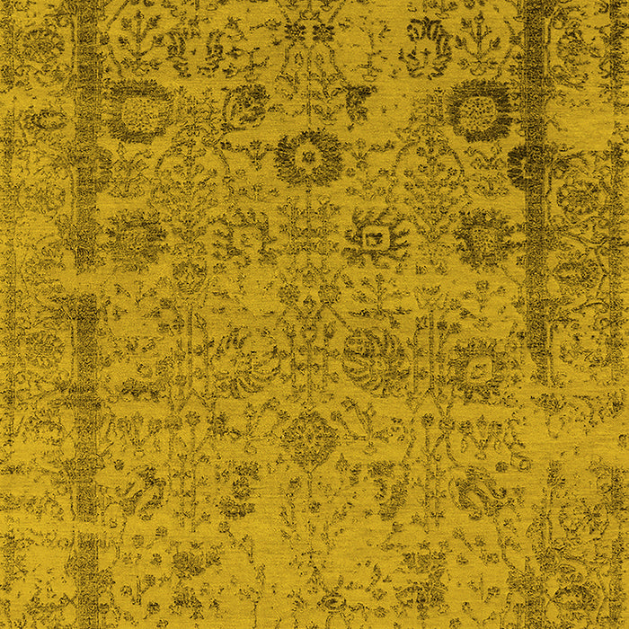 Machine Washable Oriental Yellow Industrial Rug, wshurb2578yw
