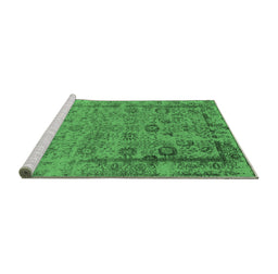 Sideview of Machine Washable Oriental Emerald Green Industrial Area Rugs, wshurb2578emgrn