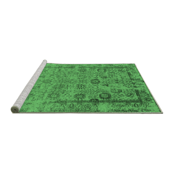 Sideview of Machine Washable Oriental Emerald Green Industrial Area Rugs, wshurb2578emgrn