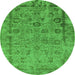 Round Oriental Green Industrial Rug, urb2578grn