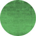 Round Oriental Emerald Green Industrial Rug, urb2579emgrn