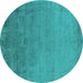 Round Oriental Turquoise Industrial Rug, urb2579turq