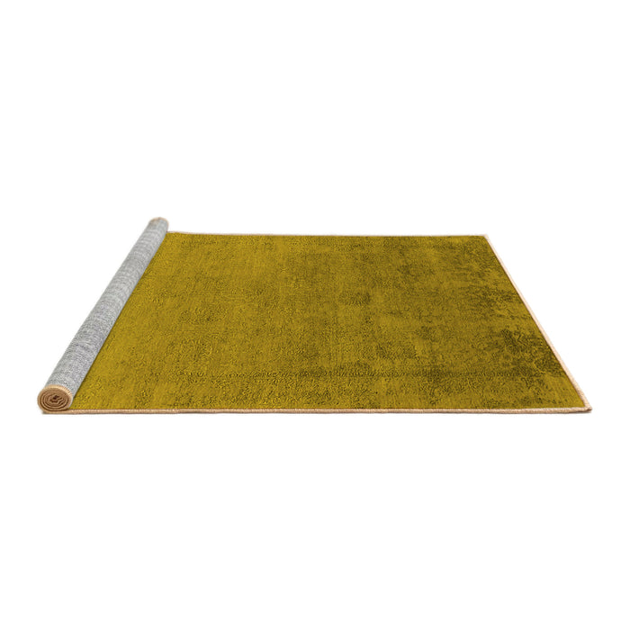 Sideview of Machine Washable Oriental Yellow Industrial Rug, wshurb2579yw