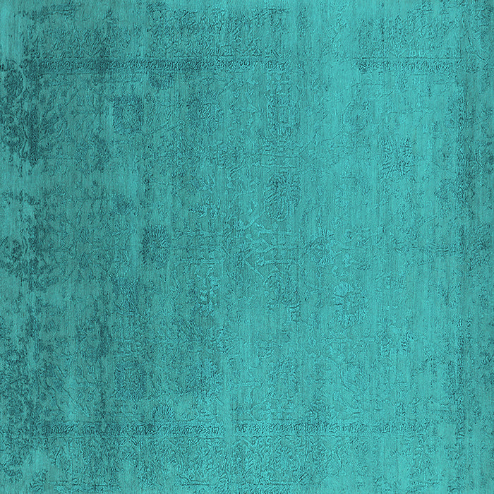 Square Machine Washable Oriental Turquoise Industrial Area Rugs, wshurb2579turq