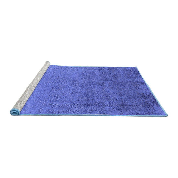 Sideview of Machine Washable Oriental Blue Industrial Rug, wshurb2579blu