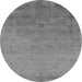 Round Machine Washable Oriental Gray Industrial Rug, wshurb2579gry