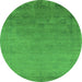 Round Machine Washable Oriental Green Industrial Area Rugs, wshurb2579grn