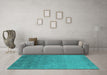 Machine Washable Oriental Turquoise Industrial Area Rugs in a Living Room,, wshurb2579turq