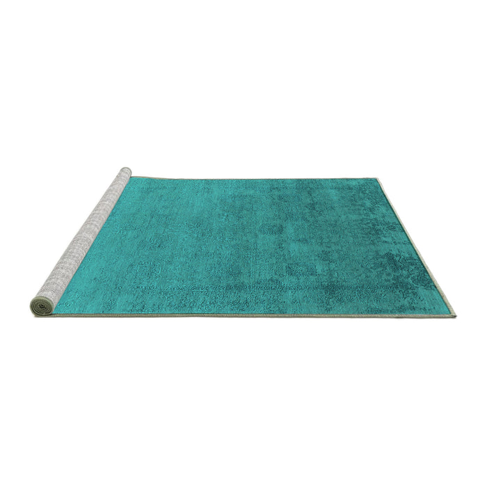 Sideview of Machine Washable Oriental Turquoise Industrial Area Rugs, wshurb2579turq