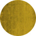 Round Oriental Yellow Industrial Rug, urb2579yw