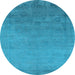 Round Oriental Light Blue Industrial Rug, urb2579lblu