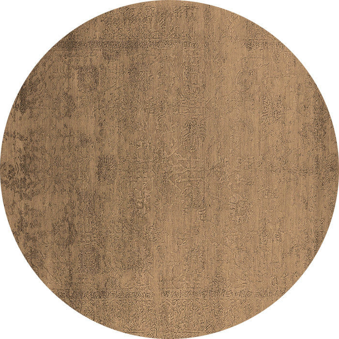 Round Oriental Brown Industrial Rug, urb2579brn