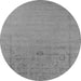 Round Machine Washable Oriental Gray Industrial Rug, wshurb2580gry