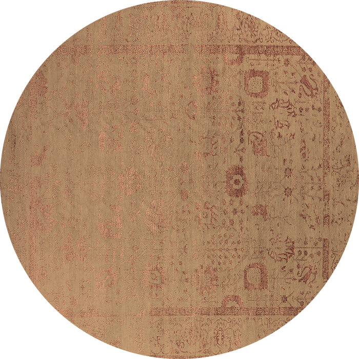 Round Machine Washable Oriental Brown Industrial Rug, wshurb2580brn