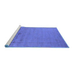 Sideview of Machine Washable Oriental Blue Industrial Rug, wshurb2580blu