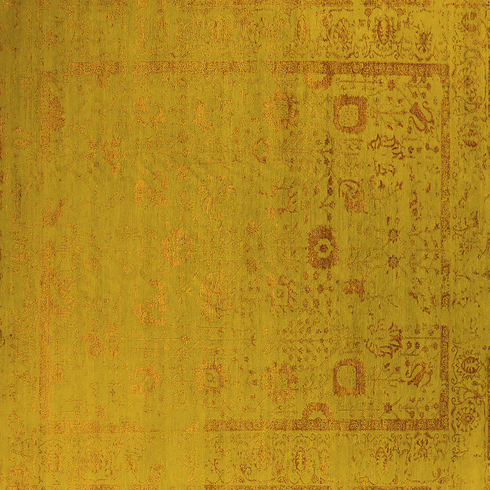 Square Machine Washable Oriental Yellow Industrial Rug, wshurb2580yw