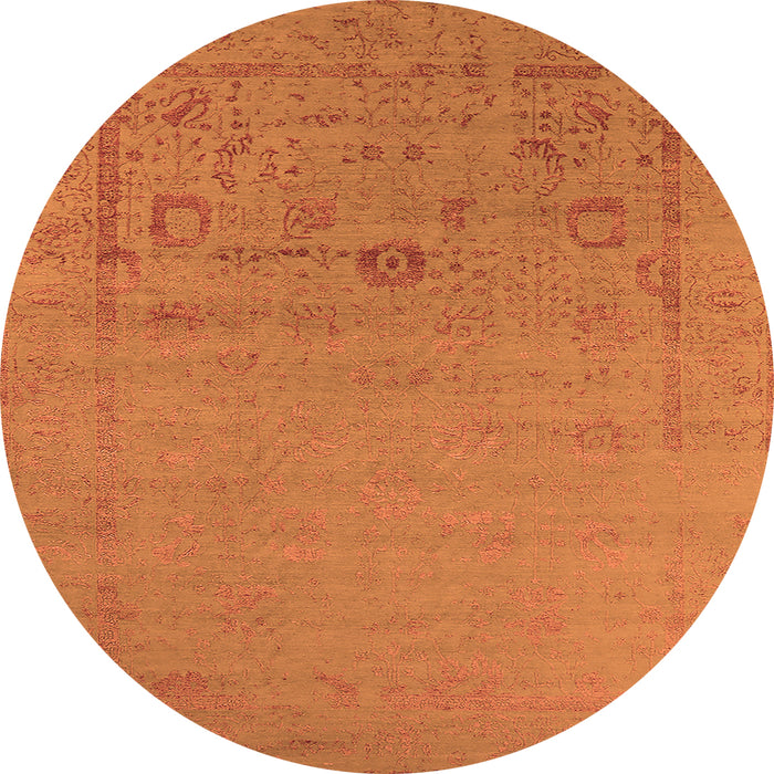 Round Oriental Orange Industrial Rug, urb2580org