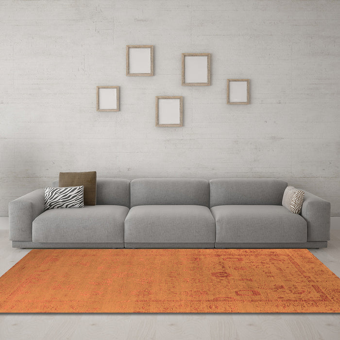 Machine Washable Oriental Orange Industrial Area Rugs in a Living Room, wshurb2580org
