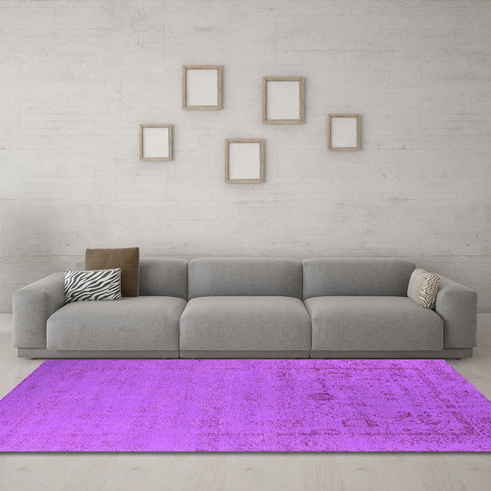 Machine Washable Oriental Purple Industrial Area Rugs in a Living Room, wshurb2580pur