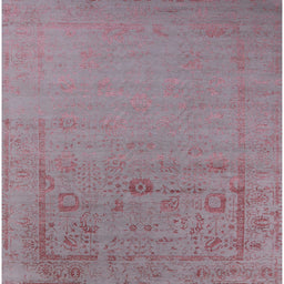 Square Mid-Century Modern Tulip Pink Oriental Rug, urb2580