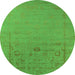 Round Oriental Green Industrial Rug, urb2580grn