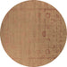 Round Oriental Brown Industrial Rug, urb2580brn