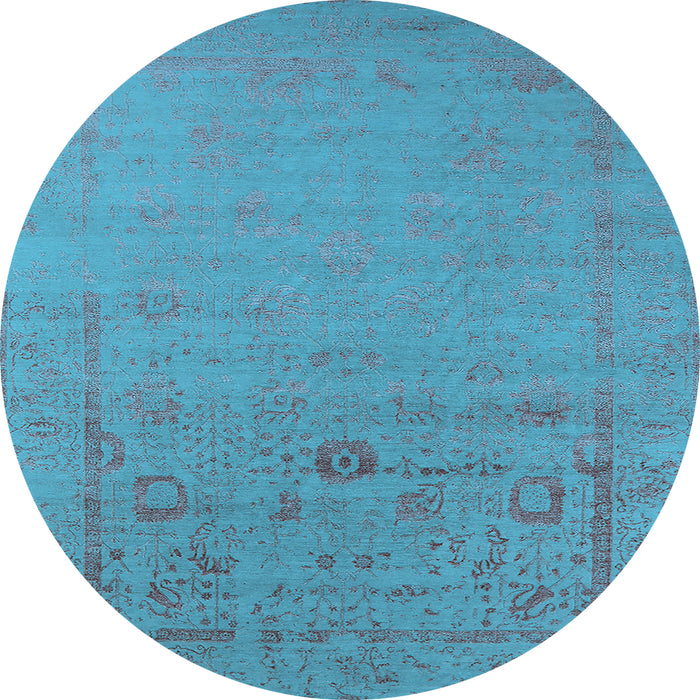 Round Oriental Light Blue Industrial Rug, urb2580lblu