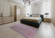 Mid-Century Modern Tulip Pink Oriental Rug in a Bedroom, urb2580