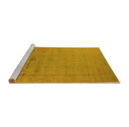 Sideview of Machine Washable Oriental Yellow Industrial Rug, wshurb2580yw