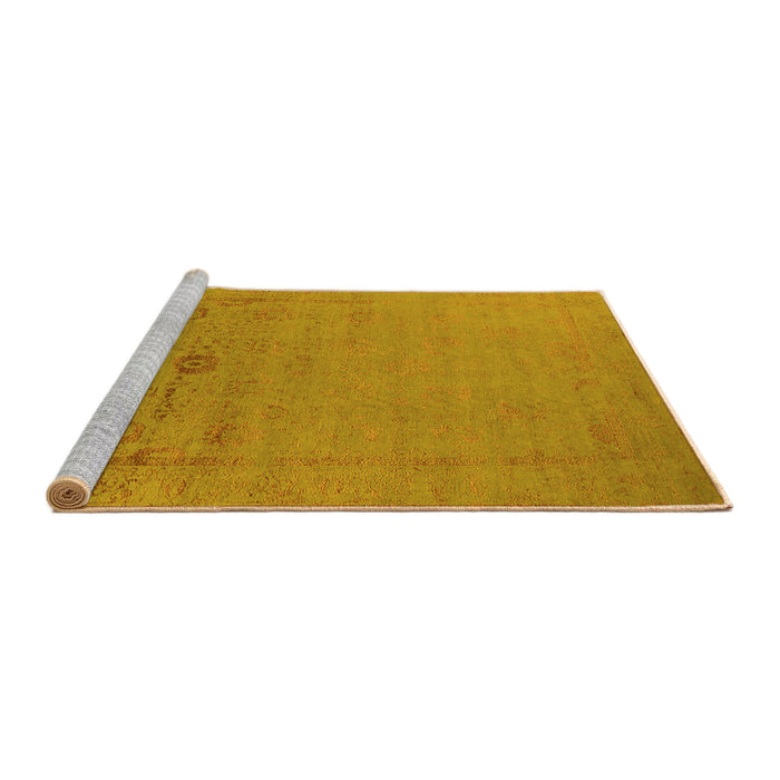 Sideview of Machine Washable Oriental Yellow Industrial Rug, wshurb2580yw