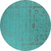 Round Oriental Turquoise Industrial Rug, urb2580turq