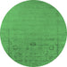 Round Oriental Emerald Green Industrial Rug, urb2580emgrn