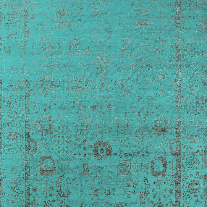 Machine Washable Oriental Turquoise Industrial Area Rugs, wshurb2580turq