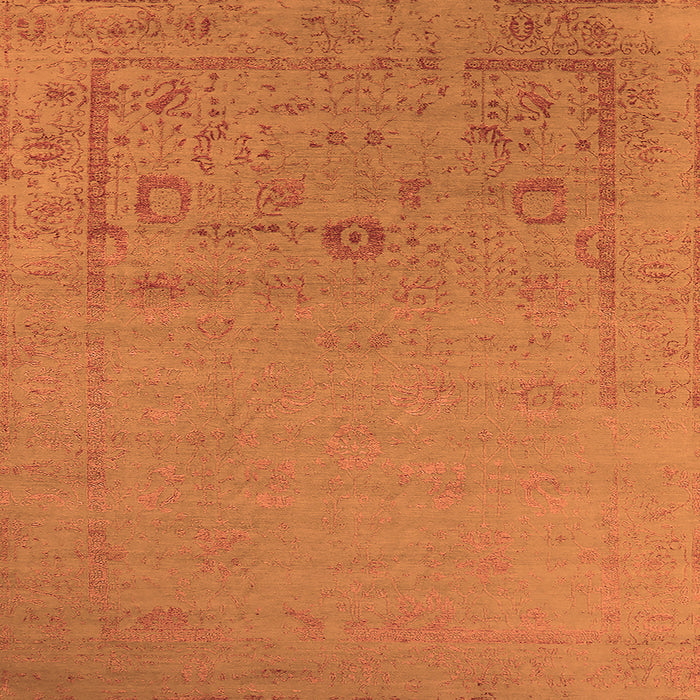 Square Machine Washable Oriental Orange Industrial Area Rugs, wshurb2580org