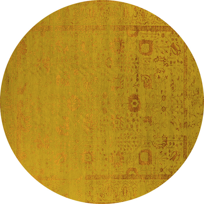 Round Oriental Yellow Industrial Rug, urb2580yw
