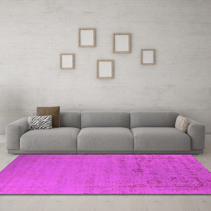 Machine Washable Oriental Pink Industrial Rug in a Living Room, wshurb2580pnk