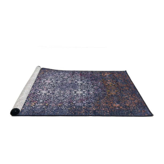 Sideview of Machine Washable Industrial Modern Dark Slate Blue Rug, wshurb2581